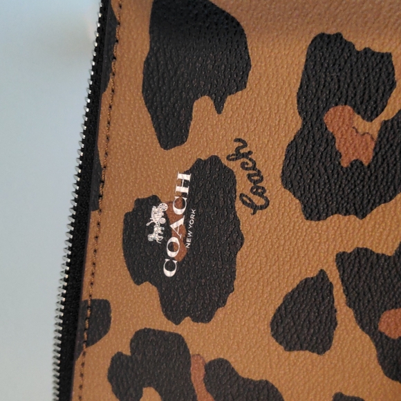 Coach Leopard Print Corner Zip Wristlet - Picture 4 of 6